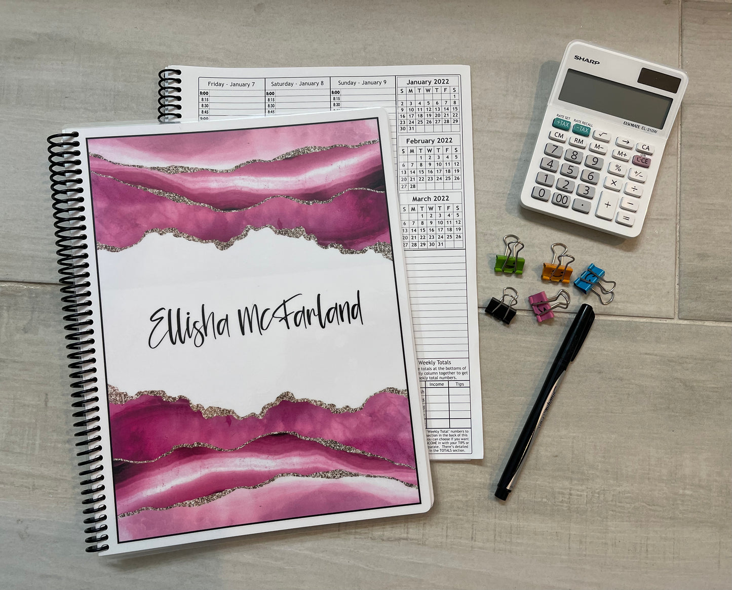 PINK MARBLE DESIGN- Standard 12 Month Appointment Book - Start Any Month - 3 Sizes with Optional Income & Expenses Tracking (Copy)