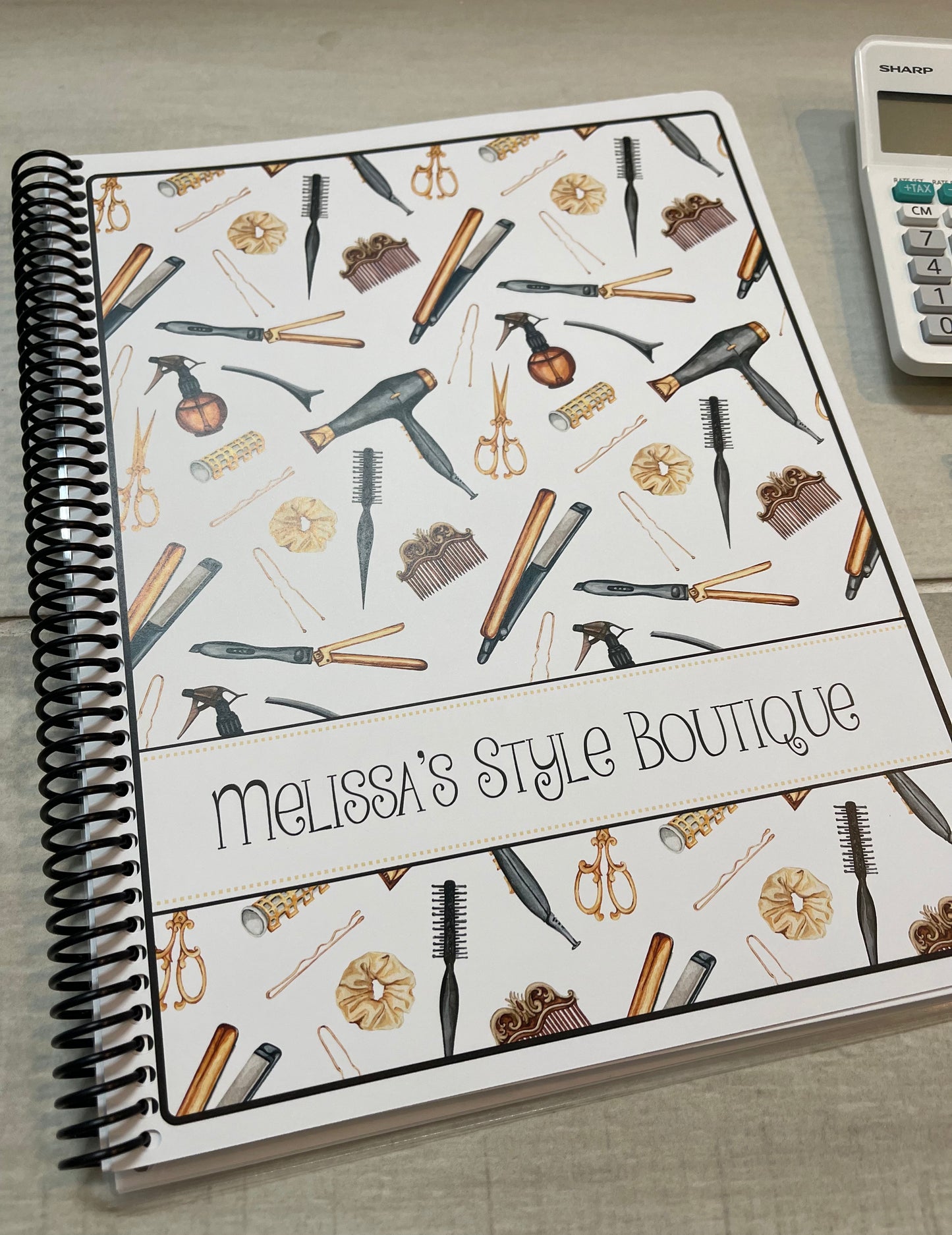 ANTIQUE STYLIST TOOLS DESIGN - 12 Month Dated Appointment Book With Business Organizer/Planner + UPGRADE OPTIONS
