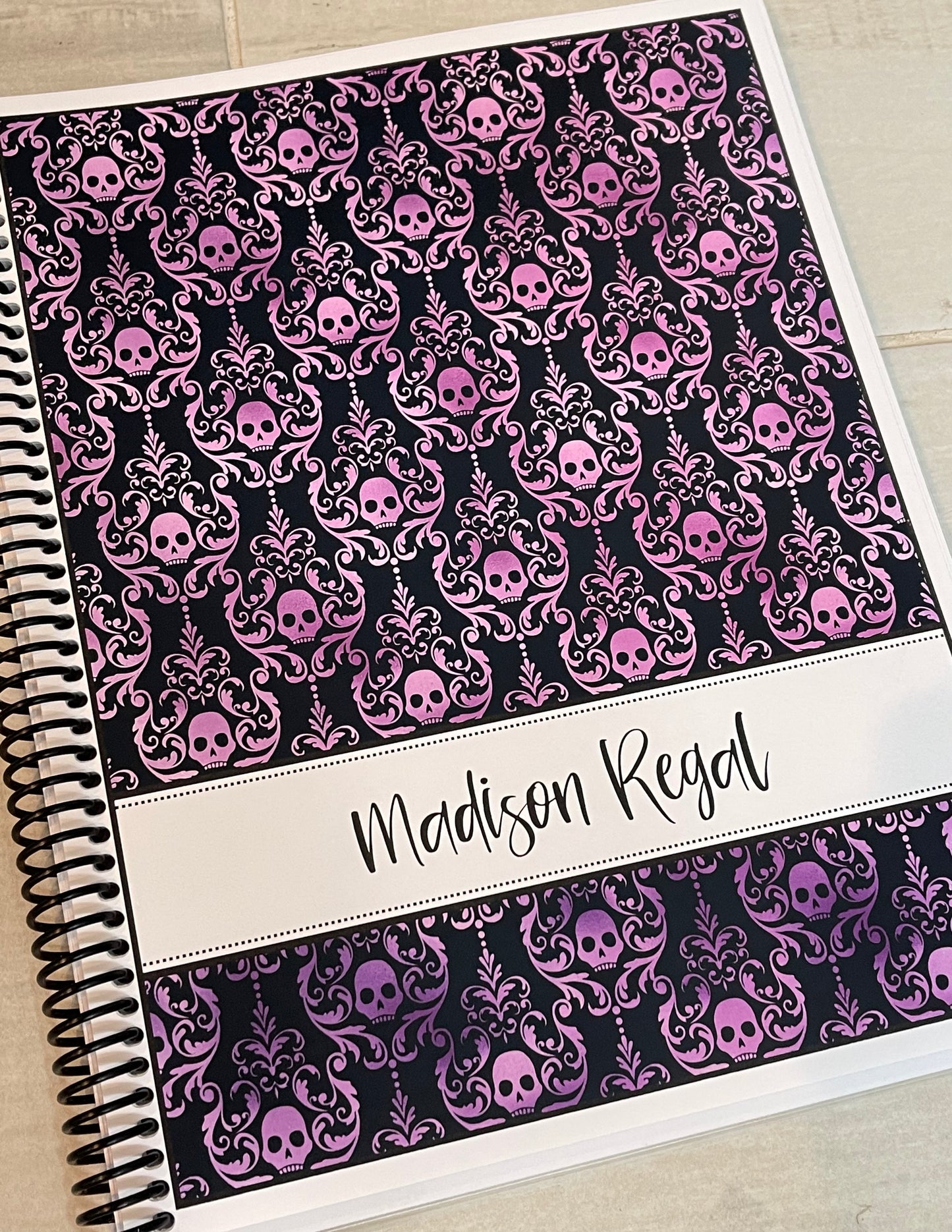 GOTHIC SKULLS DESIGN - CHOOSE FROM 4 COLORS - Standard 12 Month Appointment Book - Start Any Month - 3 Sizes with Optional Income & Expenses Tracking