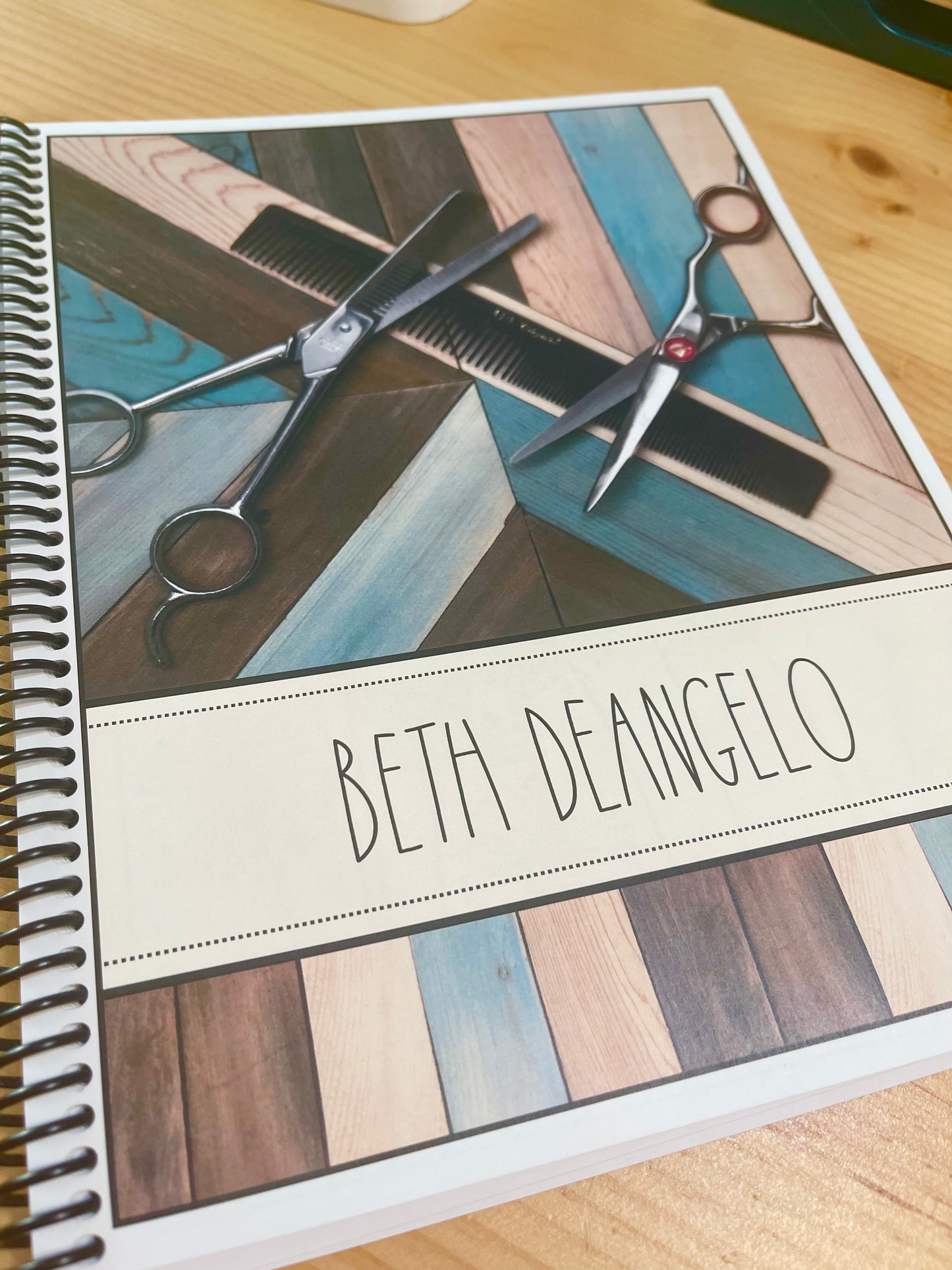 STYLIST TOOLS ON WOOD DESIGN - 12 Month Dated Appointment Book With Business Organizer/Planner + UPGRADE OPTIONS
