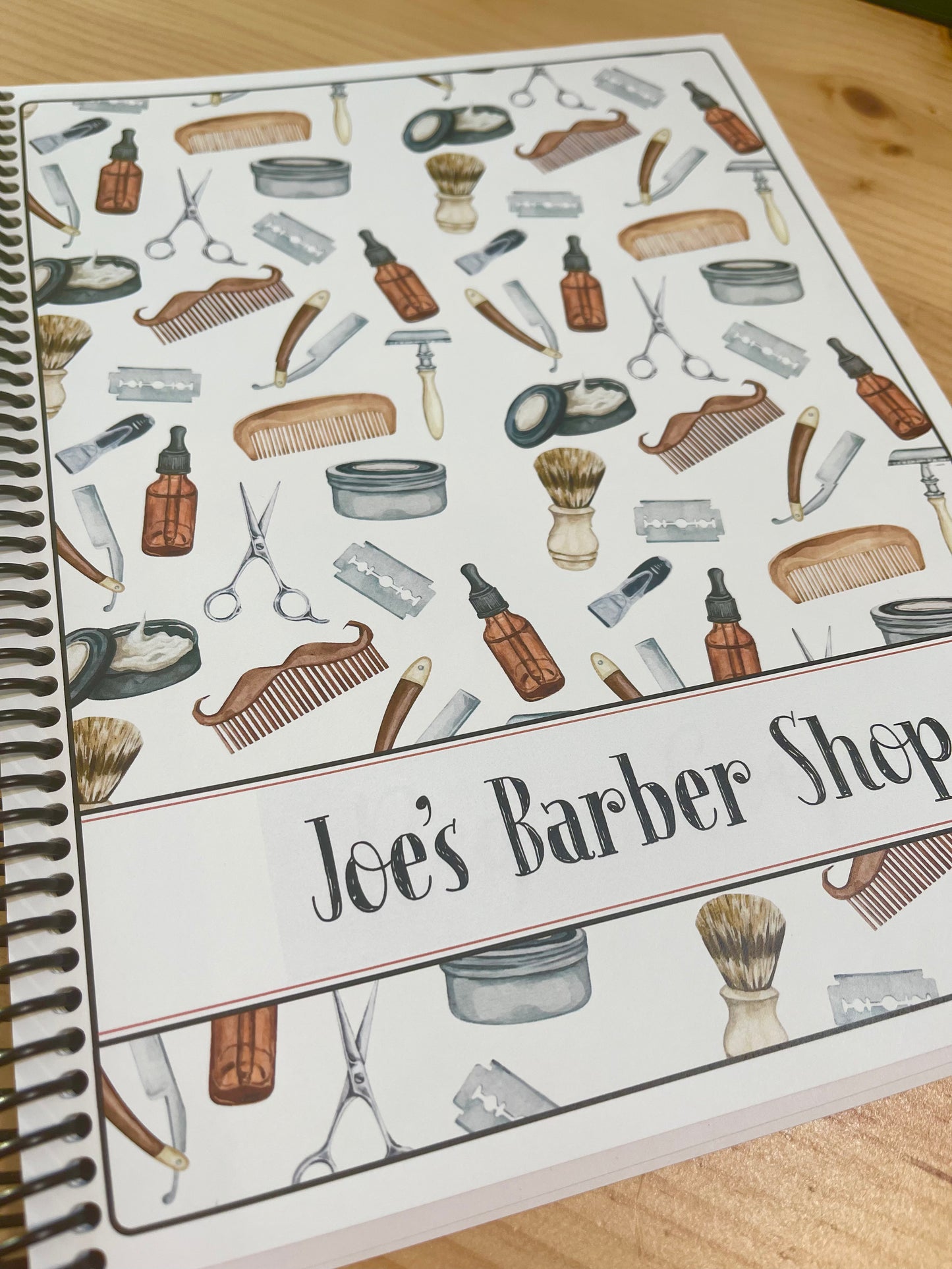WATERCOLOR BARBER TOOLS DESIGN - 12 Month Dated Appointment Book With Business Organizer/Planner + UPGRADE OPTIONS