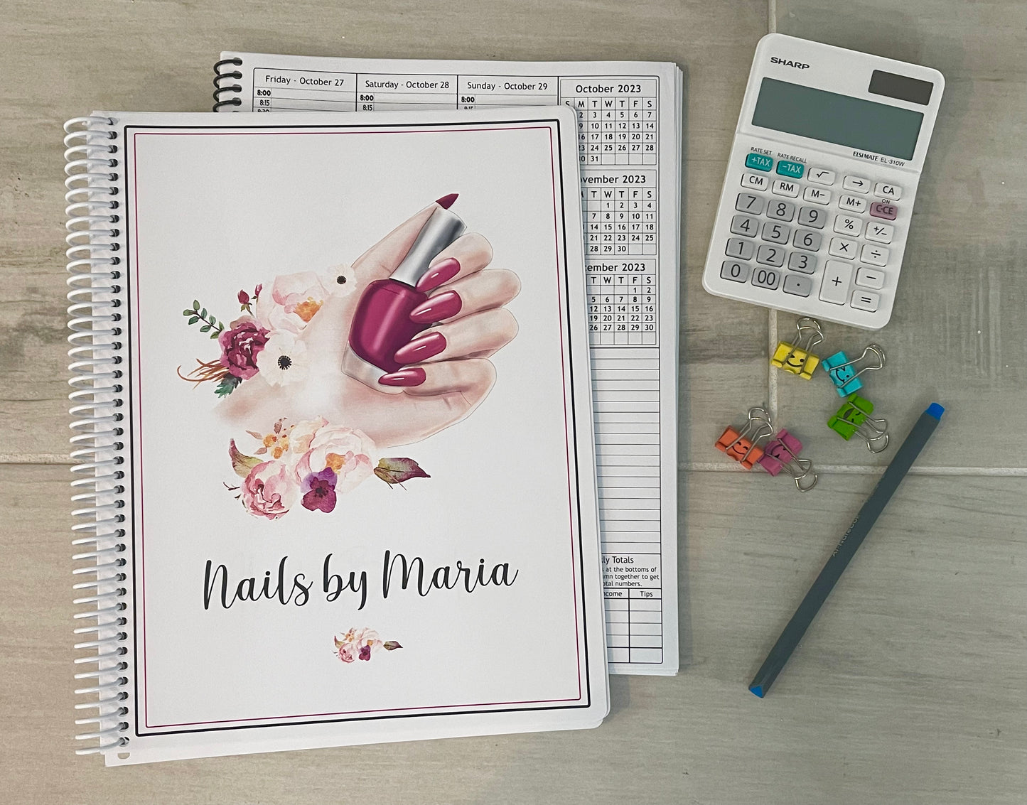 NAIL TECH DESIGN - 12 Month Dated Appointment Book With Business Organizer/Planner + UPGRADE OPTIONS