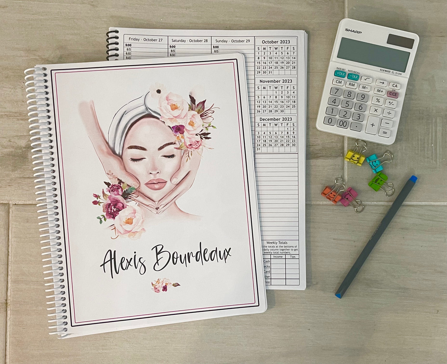 ESTHETICIAN DESIGN - 12 Month Dated Appointment Book With Business Organizer/Planner + UPGRADE OPTIONS