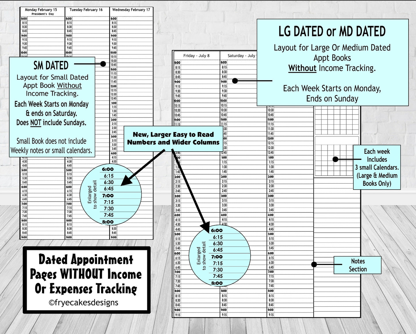 DAISY ON POSTCARD DESIGN- Standard 12 Month Appointment Book - Start Any Month - 3 Sizes with Optional Income & Expenses Tracking
