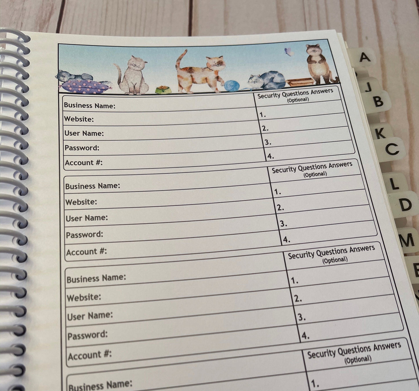 Password Organizer - Cats Design