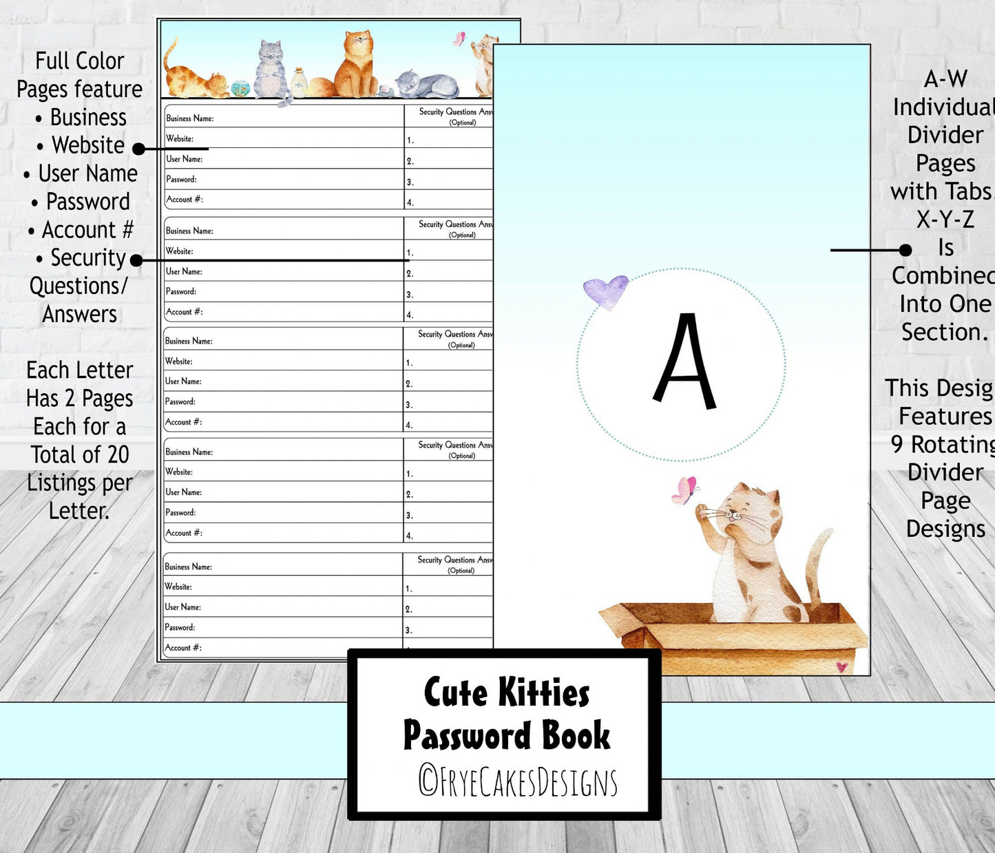 Password Organizer - Cats Design