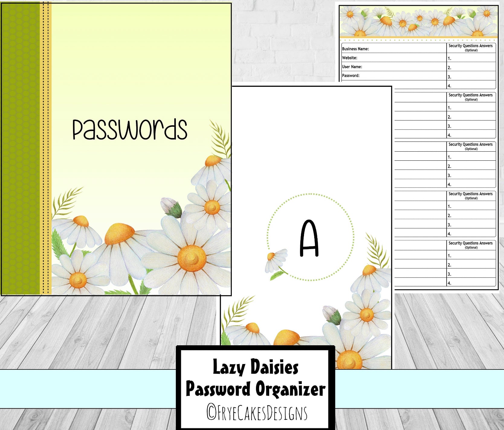 Password Organizer - Daisies Design – FryeCakes Designs