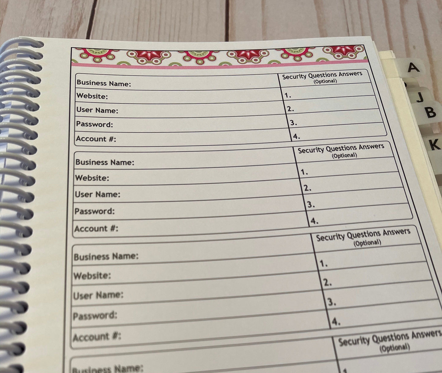 Password Organizer - Pink Paisley Design