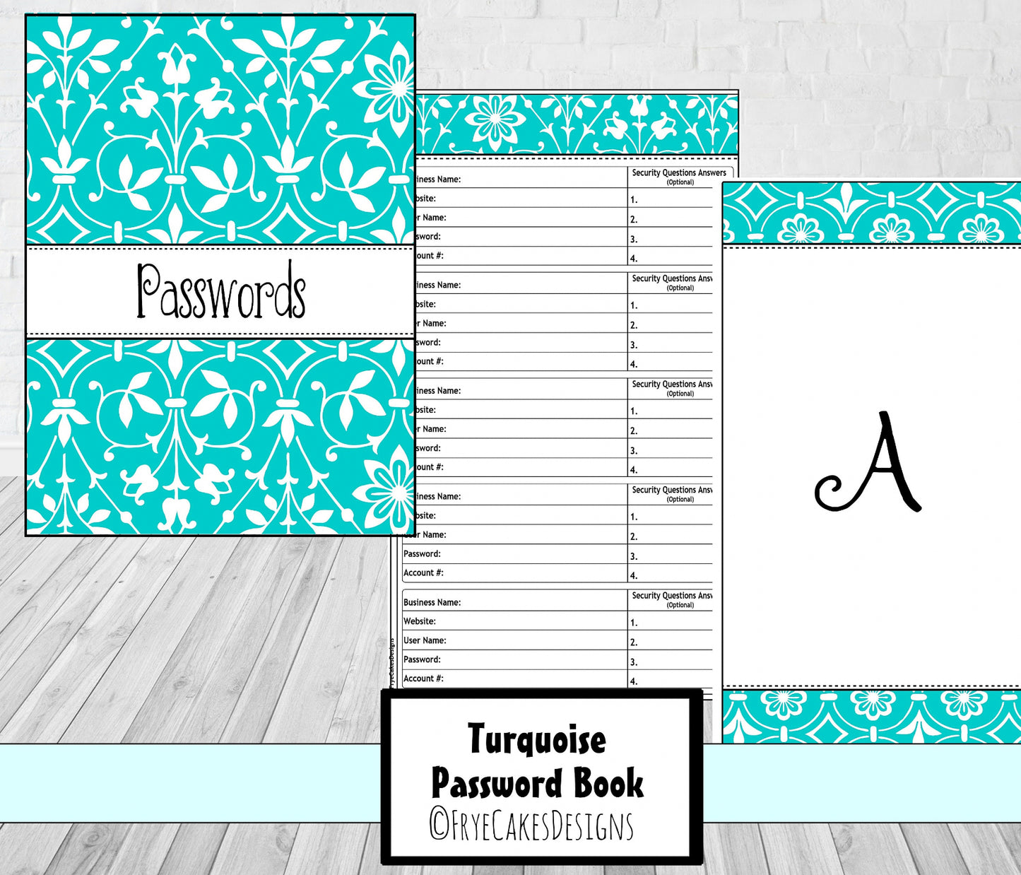 Password Organizer - Turquoise Design