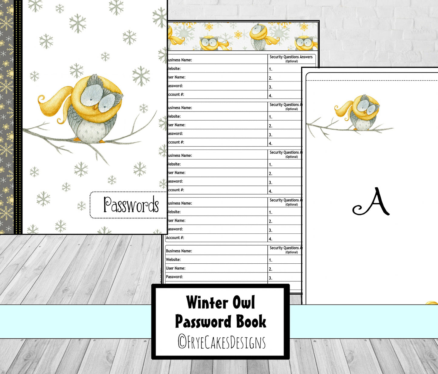 Password Organizer - Winter Owls Design