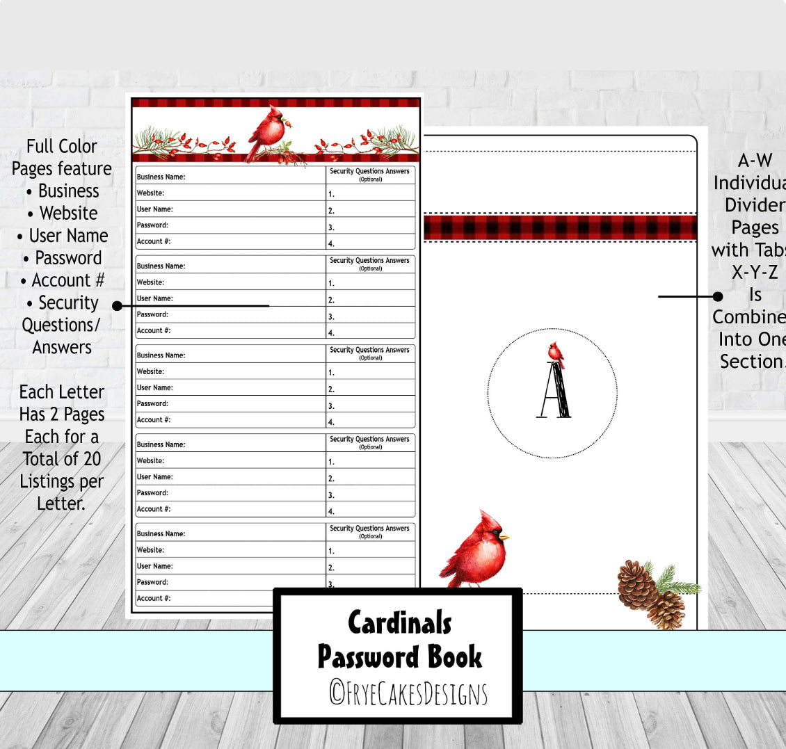 Password Organizer - Cardinal Design