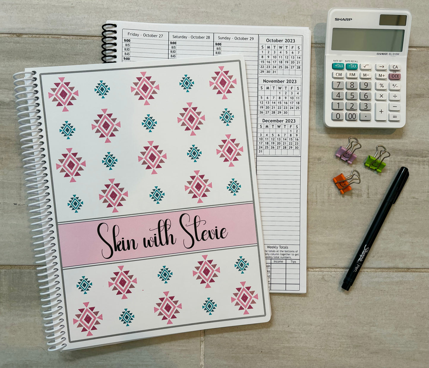 AZTEC DESIGN- Standard 12 Month Appointment Book - Start Any Month - 3 Sizes with Optional Income & Expenses Tracking