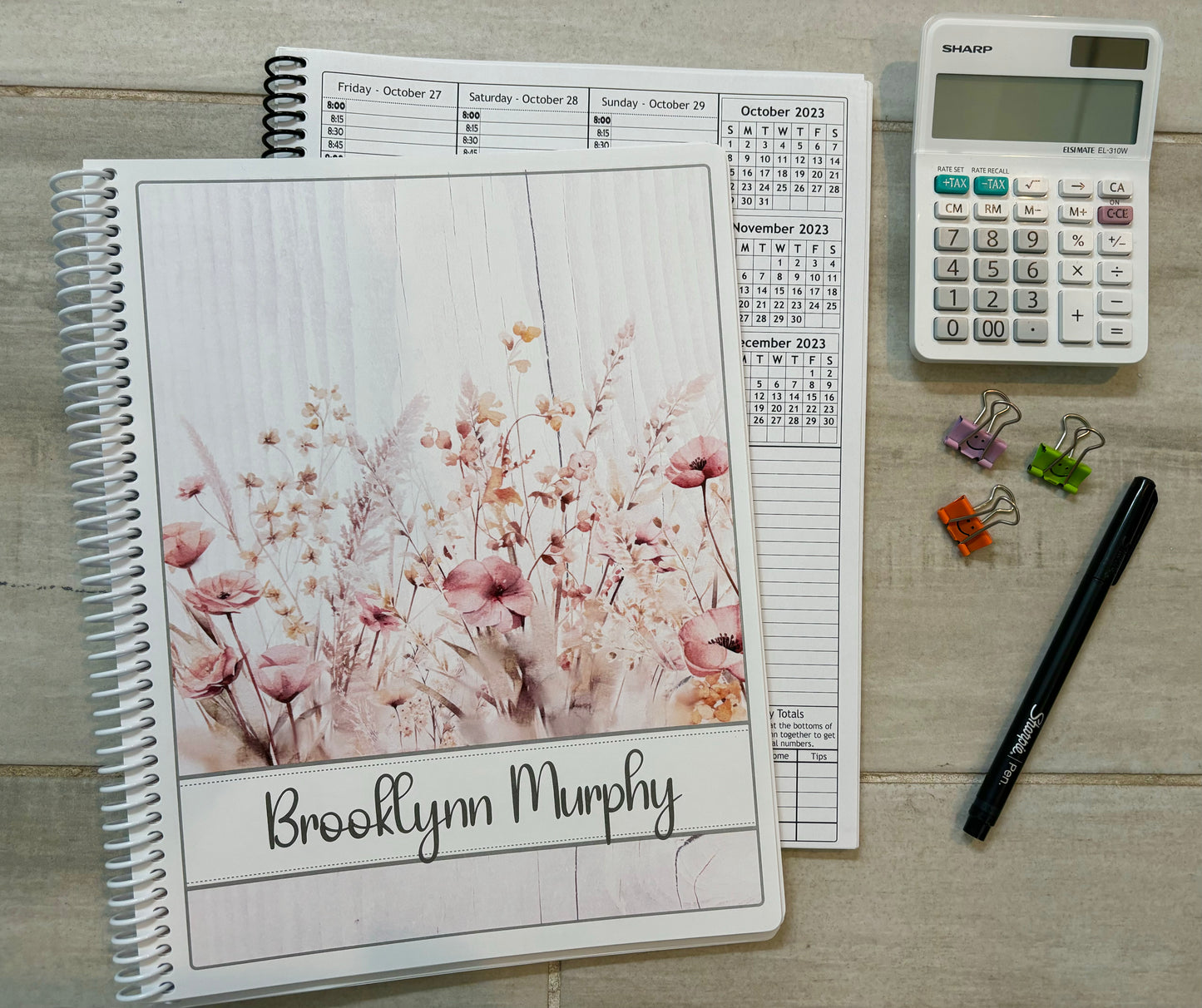 FIELD OF FLOWERS DESIGN- Standard 12 Month Appointment Book - Start Any Month - 3 Sizes with Optional Income & Expenses Tracking