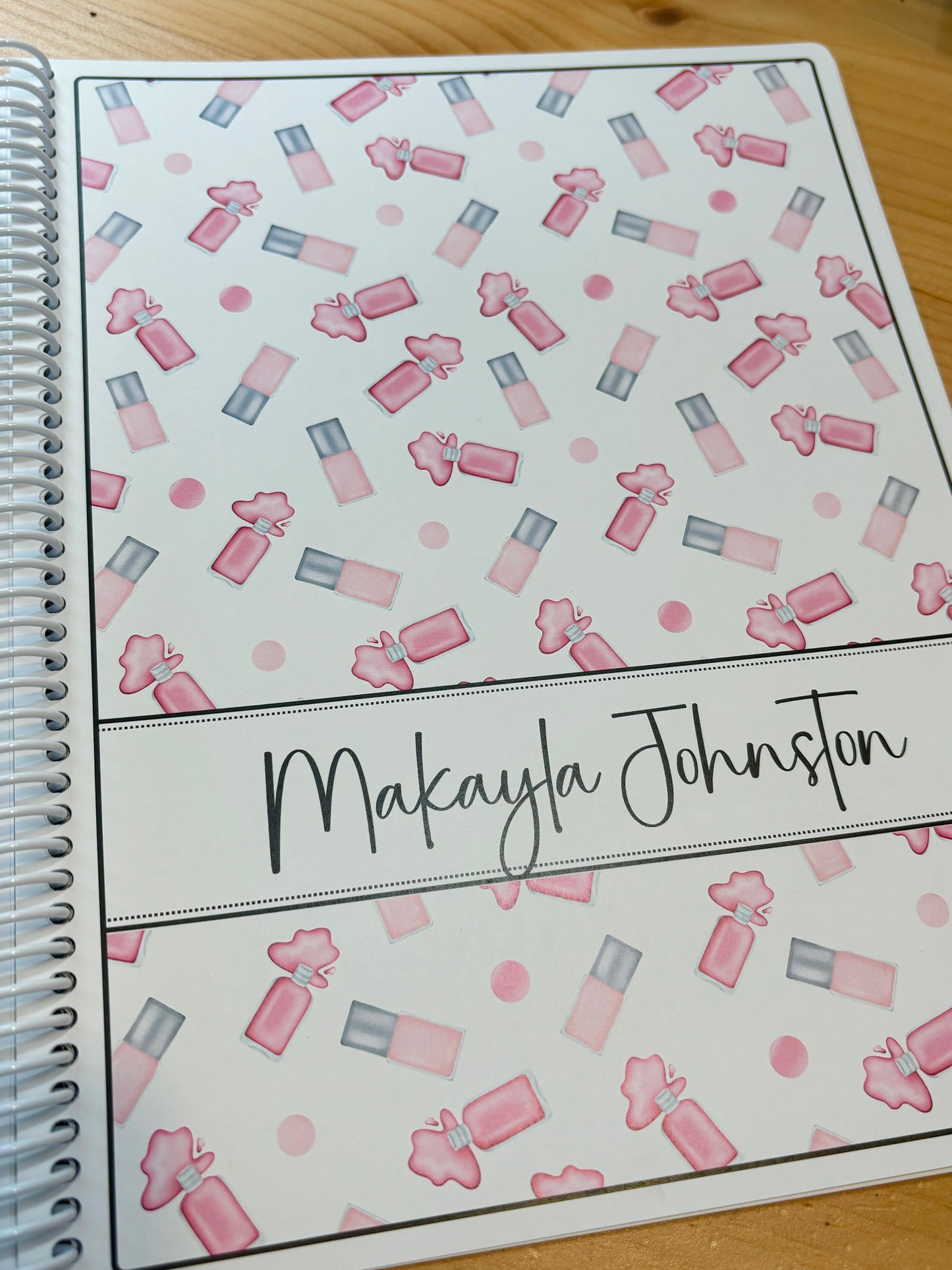 PINK POLISH BOTTLES DESIGN - 12 Month Dated Appointment Book With Business Organizer/Planner + UPGRADE OPTIONS