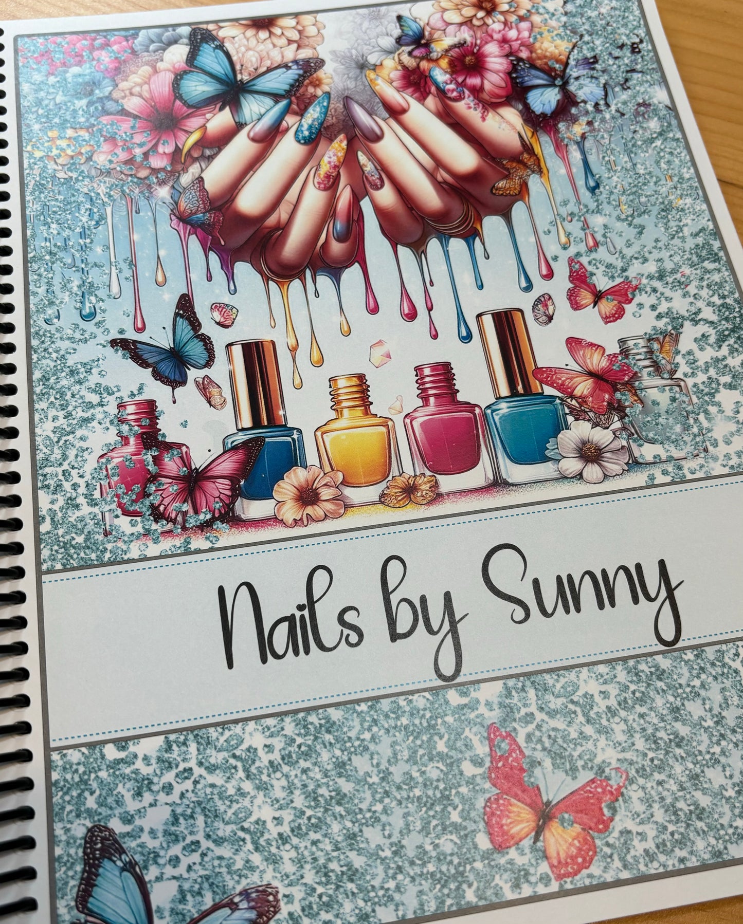 NAIL GLITTER & BUTTERFLIES DESIGN - Standard 12 Month Appointment Book - Start Any Month - 3 Sizes with Optional Income & Expenses Tracking