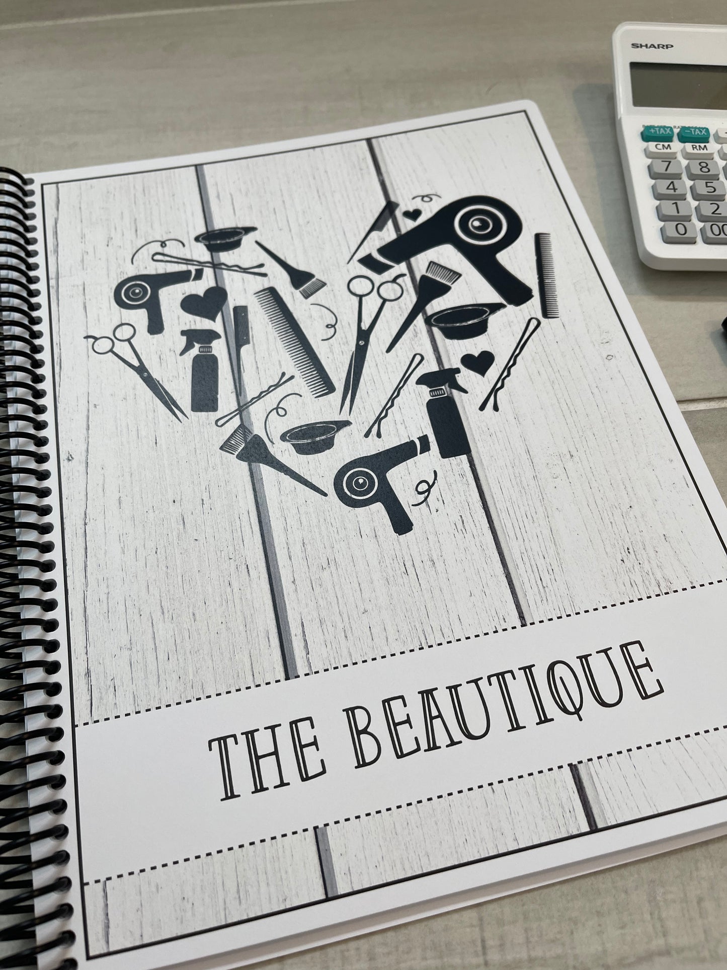 STYLIST HEART LIGHT WOOD DESIGN - 12 Month Dated Appointment Book With Business Organizer/Planner + UPGRADE OPTIONS