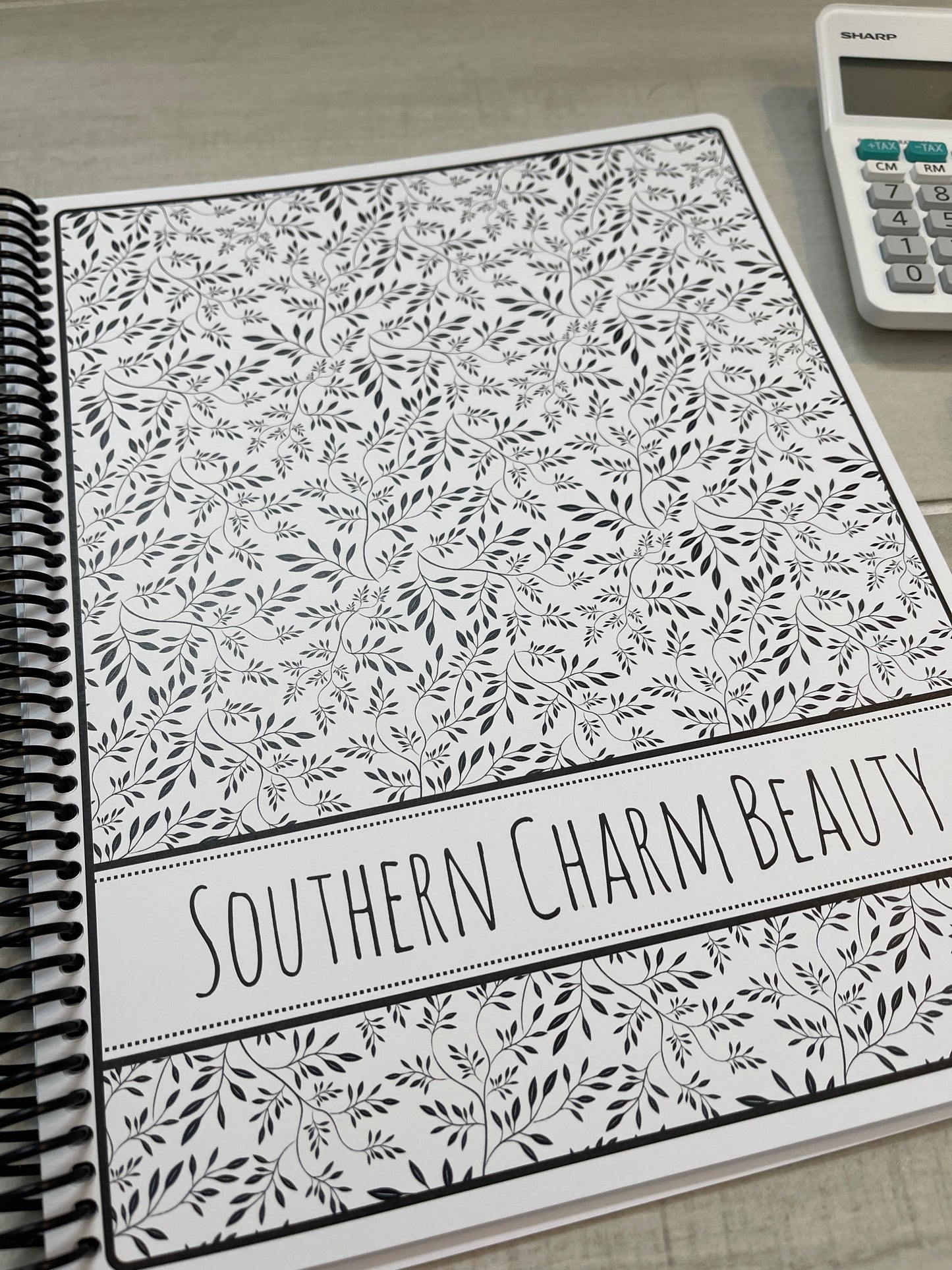 BLACK & WHITE FLORAL DESIGN- Standard 12 Month Appointment Book - Start Any Month - 3 Sizes with Optional Income & Expenses Tracking