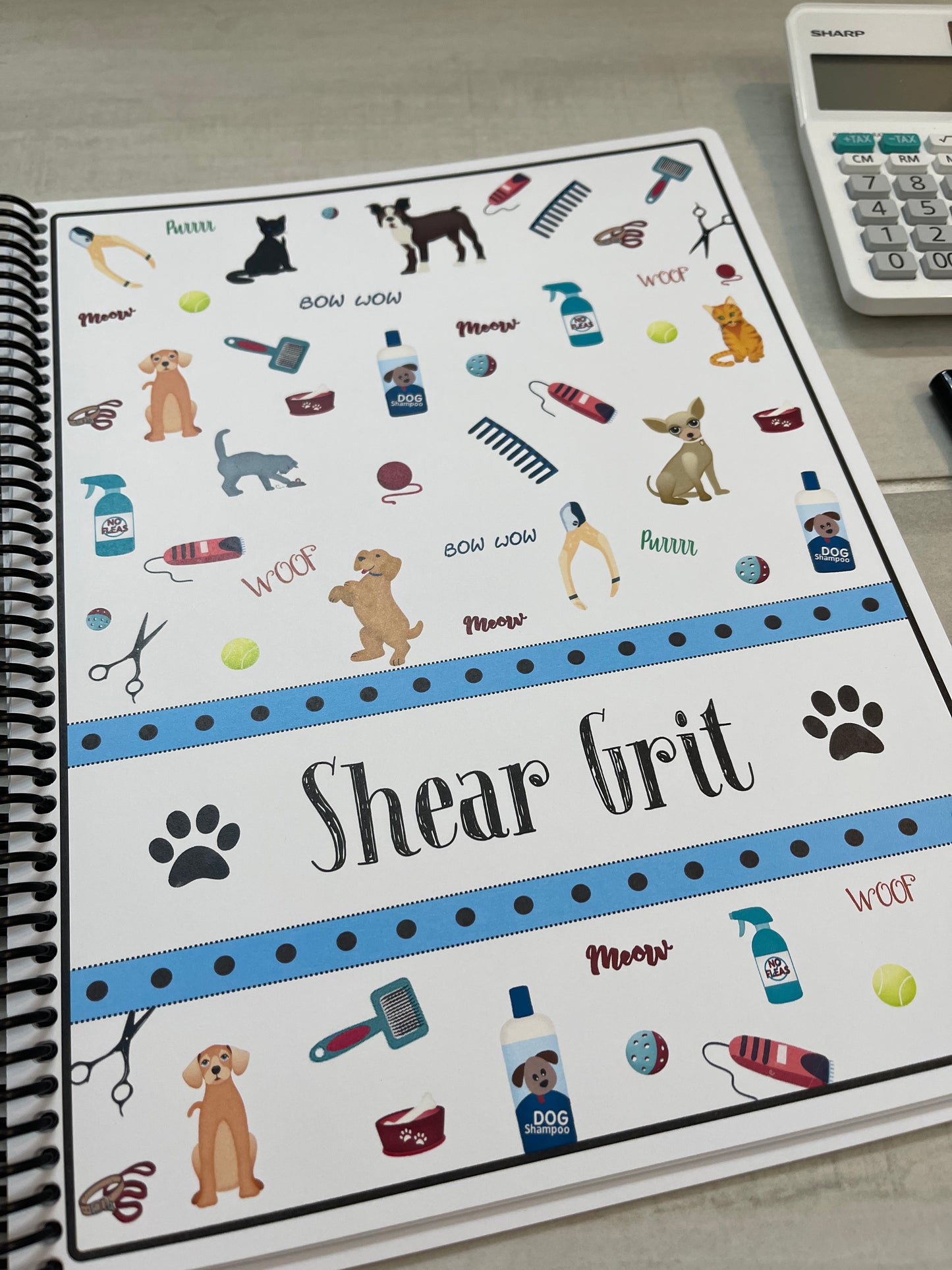 GROOMING TOOLS DESIGN - Standard 12 Month Appointment Book - Start Any Month - 3 Sizes with Optional Income & Expenses Tracking