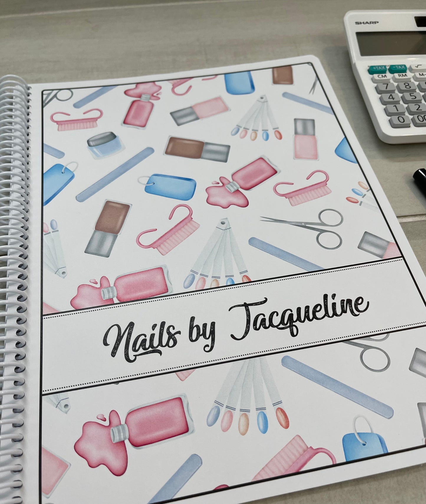 NAIL TOOLS DESIGN - PINKS - 12 Month Dated Appointment Book With Business Organizer/Planner + UPGRADE OPTIONS