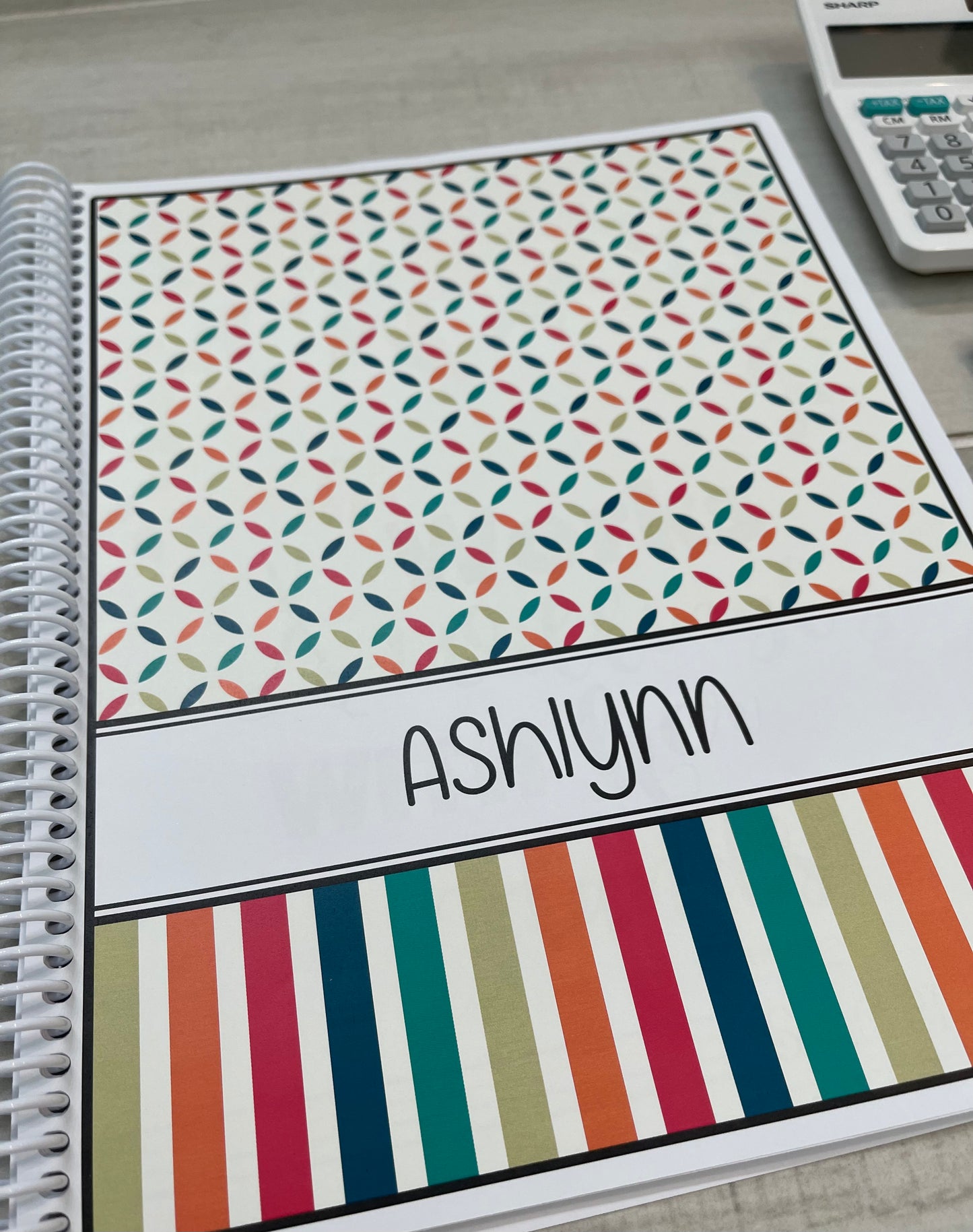 RAINBOW PINWHEELS DESIGN- Standard 12 Month Appointment Book - Start Any Month - 3 Sizes with Optional Income & Expenses Tracking