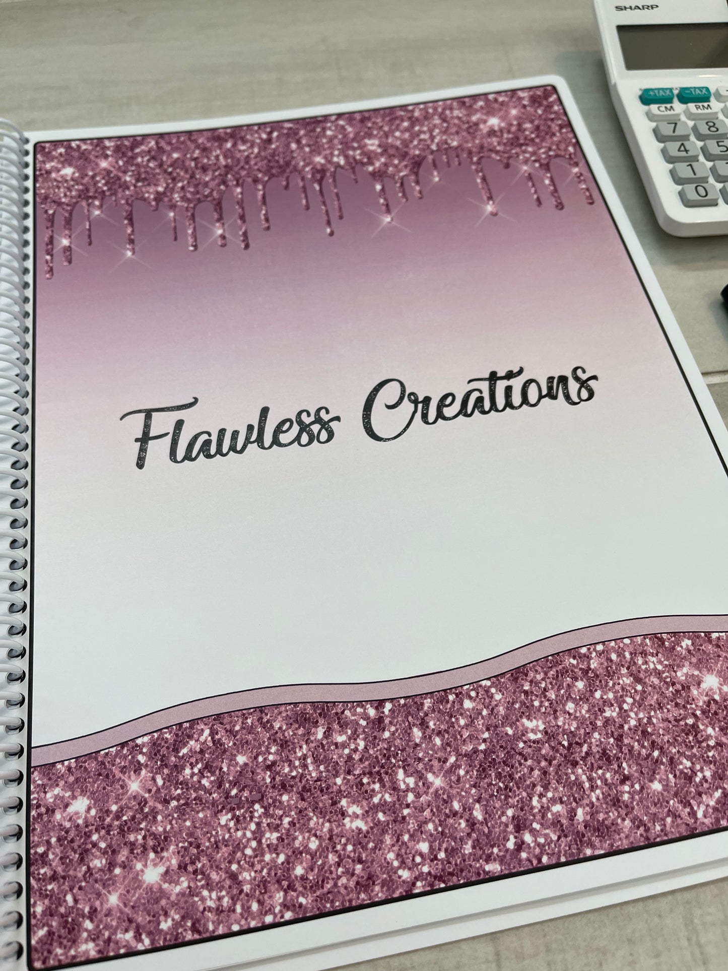 PINK GLITTER DESIGN- Standard 12 Month Appointment Book - Start Any Month - 3 Sizes with Optional Income & Expenses Tracking