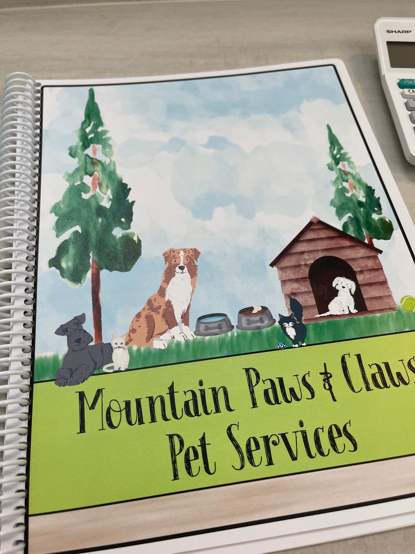 WATERCOLOR PETS DESIGN - 12 Month Dated Appointment Book With Business Organizer/Planner + UPGRADE OPTIONS
