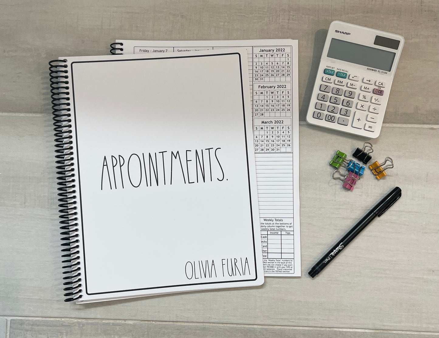 SIMPLY SIMPLE DESIGN - Standard 12 Month Appointment Book - Start Any Month - 3 Sizes with Optional Income & Expenses Tracking