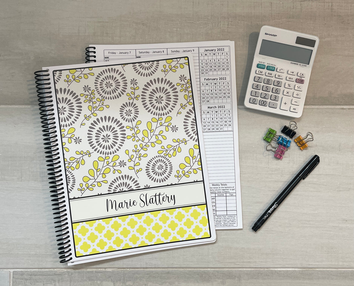 BOHO DESIGN- Standard 12 Month Appointment Book - Start Any Month - 3 Sizes with Optional Income & Expenses Tracking