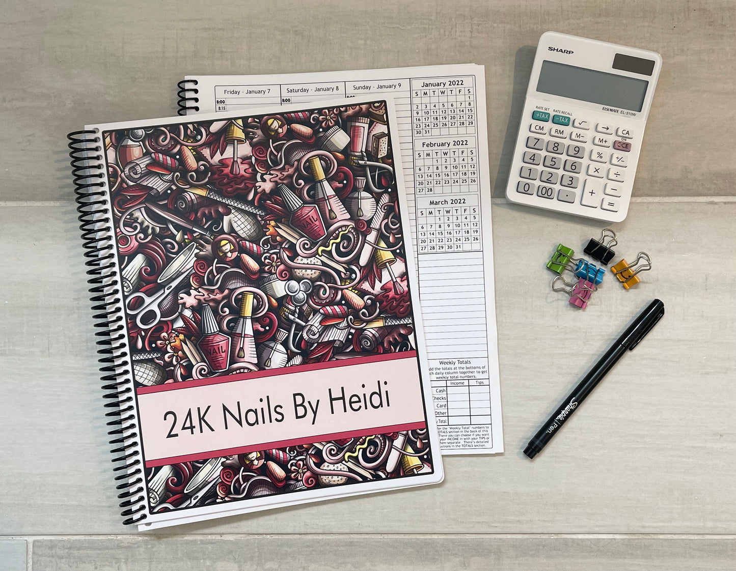 NAIL GRAPHICS DESIGN - REDS - 12 Month Dated Appointment Book With Business Organizer/Planner + UPGRADE OPTIONS