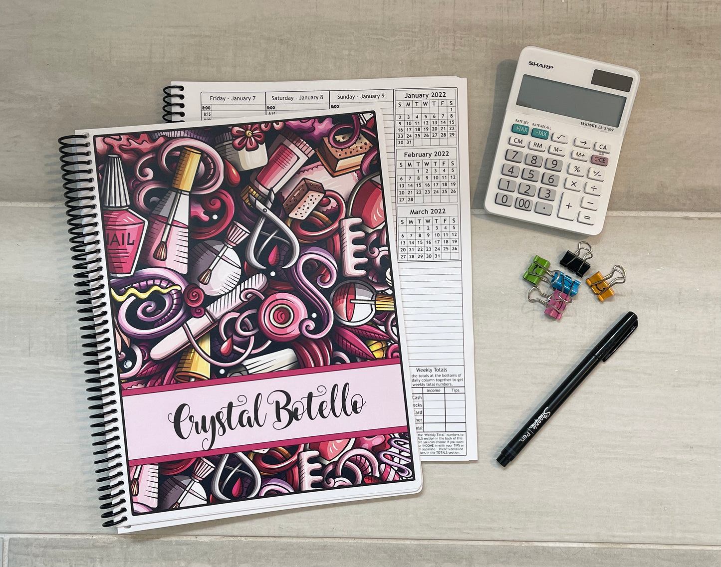 NAIL GRAPHICS DESIGN - PINKS - 12 Month Dated Appointment Book With Business Organizer/Planner + UPGRADE OPTIONS