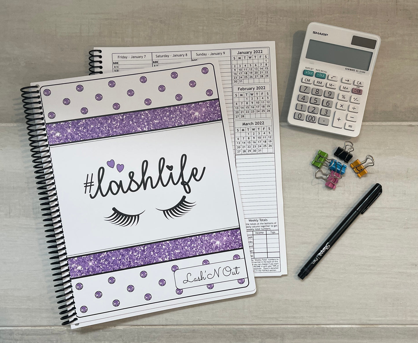 LASH LIFE DESIGN - 12 Month Dated Appointment Book With Business Organizer/Planner + UPGRADE OPTIONS