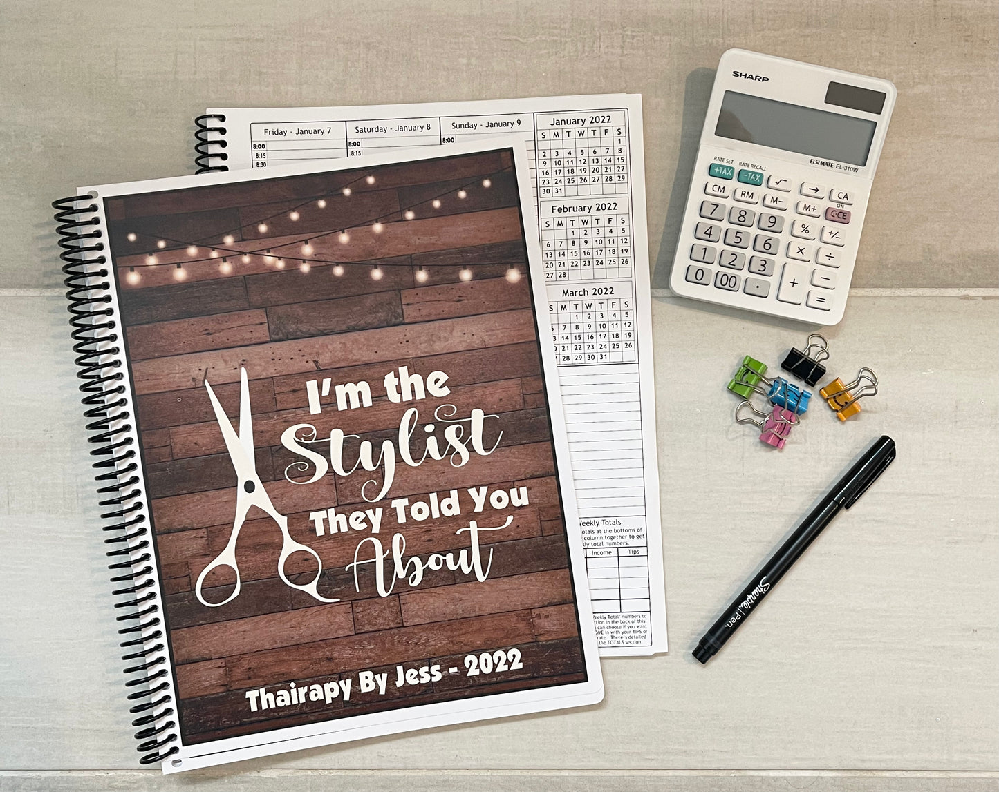 WOOD & LIGHTS DESIGN - Standard 12 Month Appointment Book - Start Any Month - 3 Sizes with Optional Income & Expenses Tracking