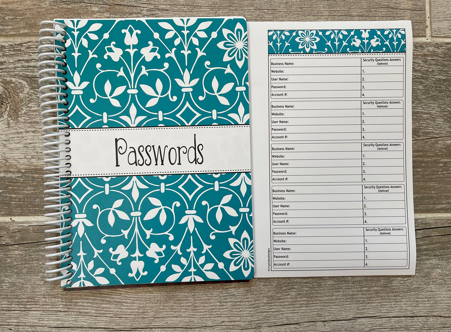 Password Organizer - Turquoise Design