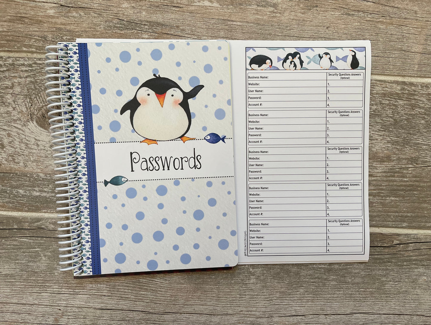 Password Organizer - Penguins Design
