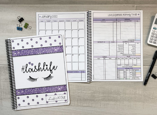 LASH LIFE DESIGN - 12 Month Dated Appointment Book With Business Organizer/Planner + UPGRADE OPTIONS
