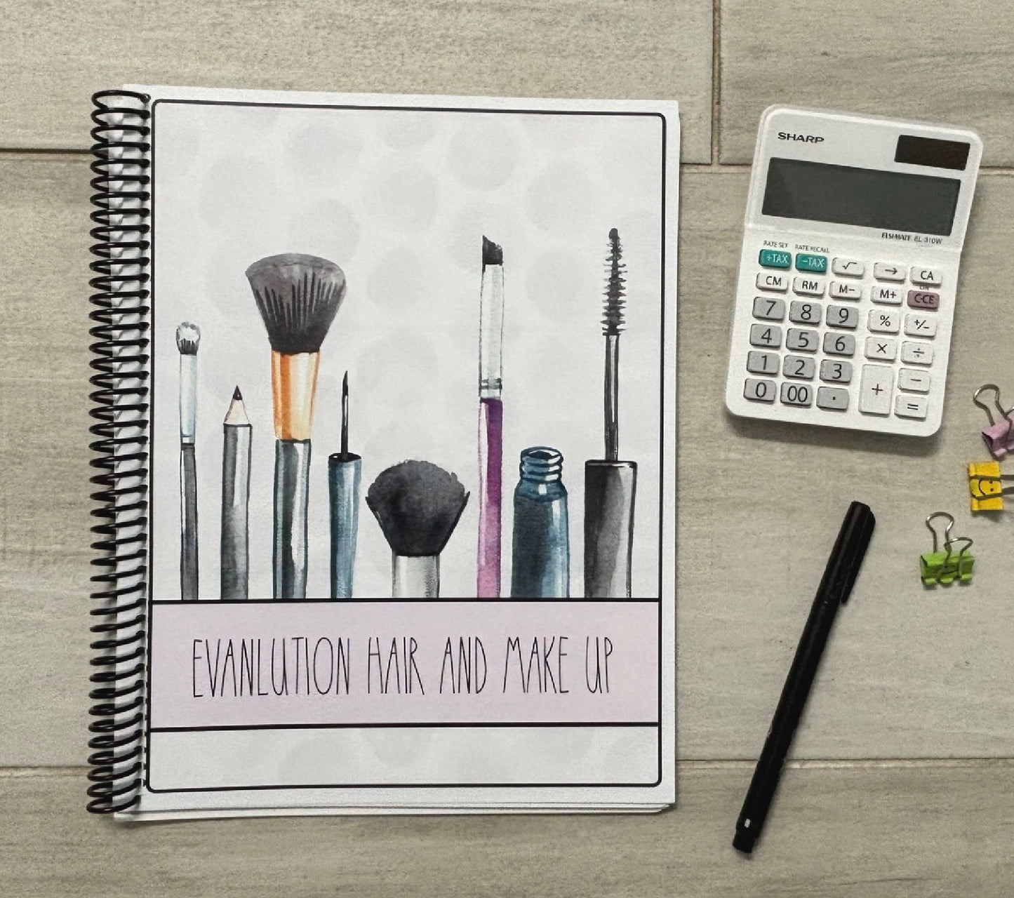 MAKEUP BRUSHES - Standard 12 Month Appointment Book - Start Any Month - 3 Sizes with Optional Income & Expenses Tracking