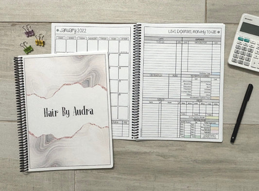 WHITE MARBLE DESIGN - 12 Month Dated Appointment Book With Business Organizer/Planner + UPGRADE OPTIONS
