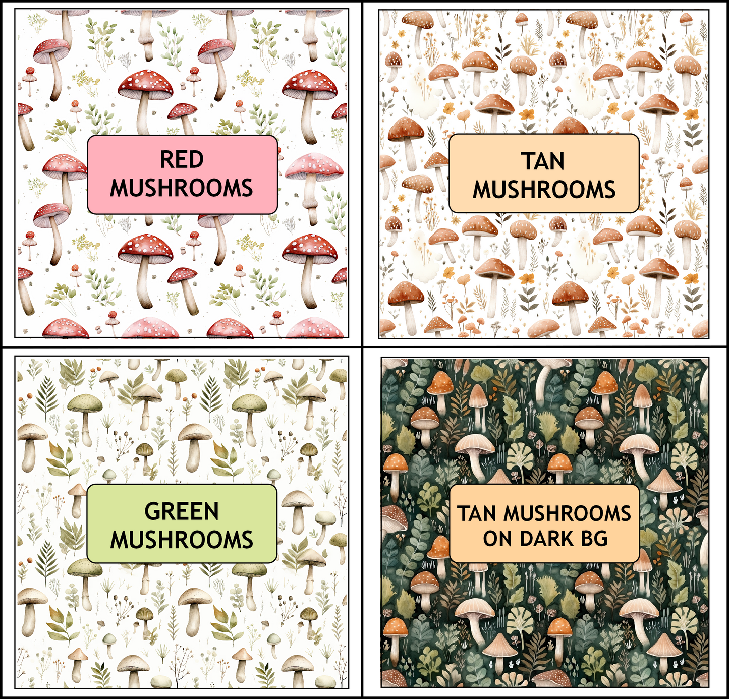 MUSHROOMS DESIGNS - 4 DESIGNS TO CHOOSE FROM - 12 Month Dated Appointment Book With Business Organizer/Planner + UPGRADE OPTIONS