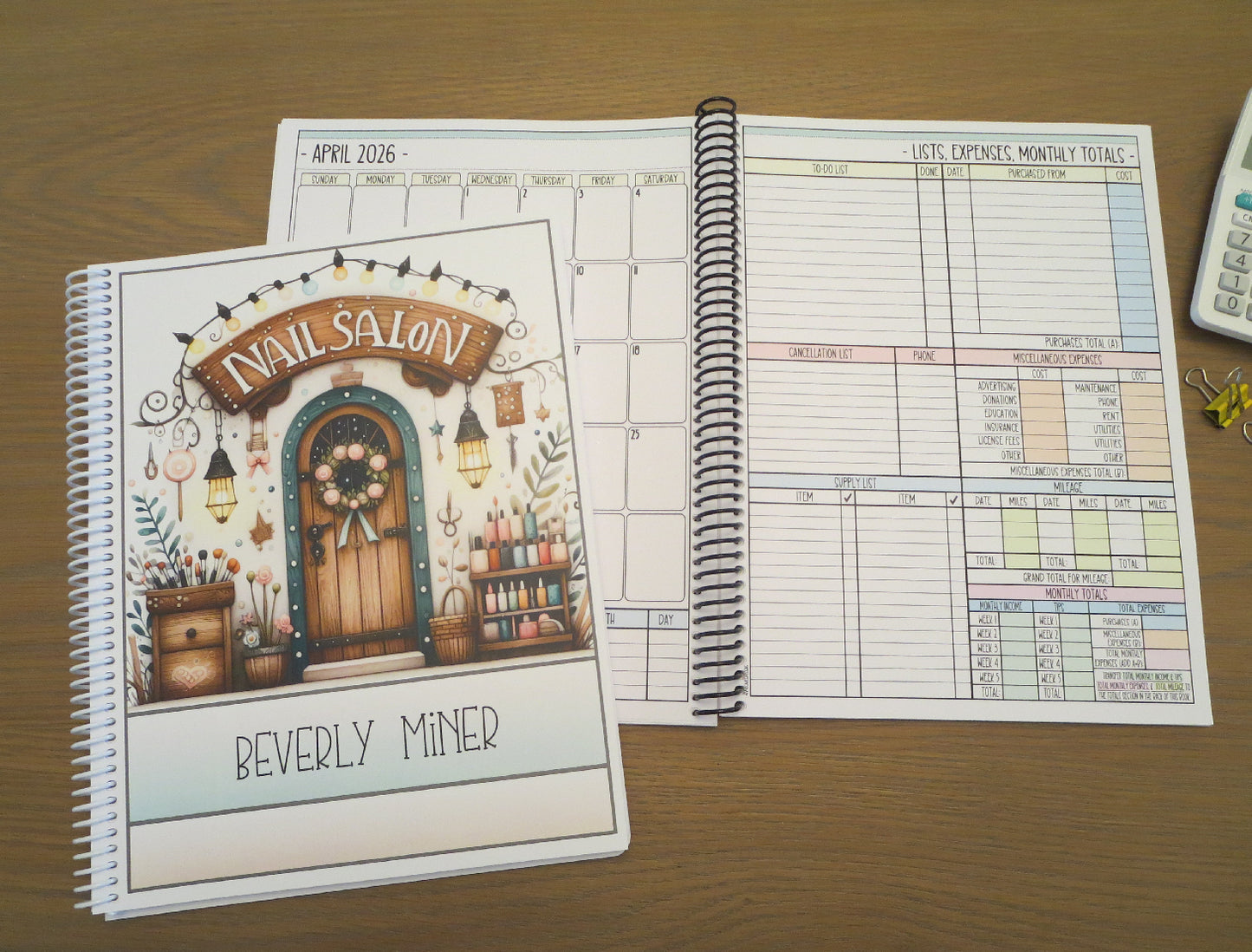 NAIL SALONS DESIGN - 6 DESIGNS TO CHOOSE FROM - 12 Month Dated Appointment Book With Business Organizer/Planner + UPGRADE OPTIONS