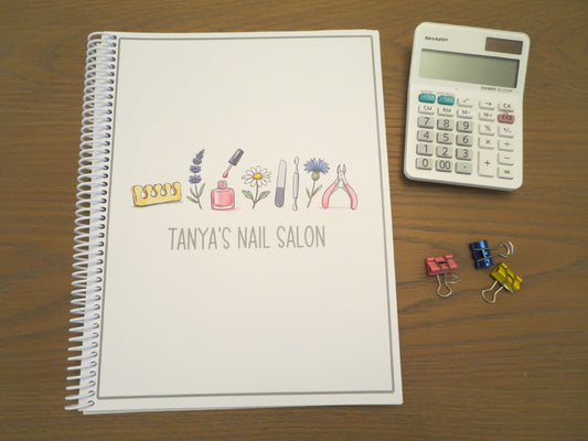 NAIL TOOLS & FLOWERS DESIGN - Standard 12 Month Appointment Book - Start Any Month - 3 Sizes with Optional Income & Expenses Tracking