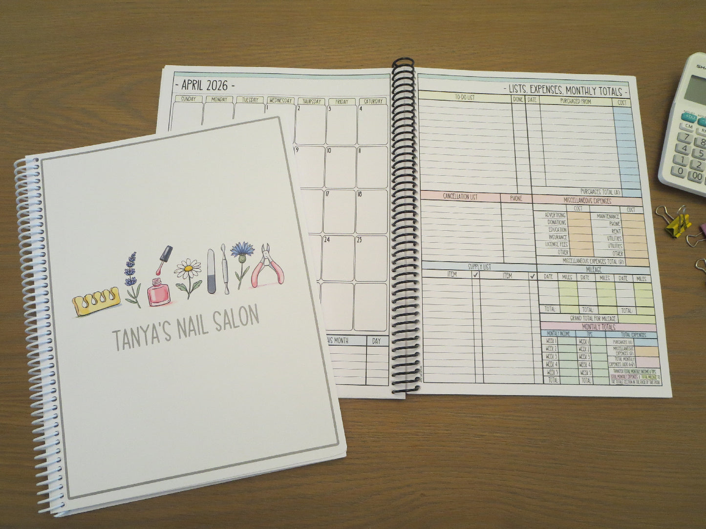 NAIL TOOLS & FLOWERS DESIGN - 12 Month Dated Appointment Book With Business Organizer/Planner + UPGRADE OPTIONS