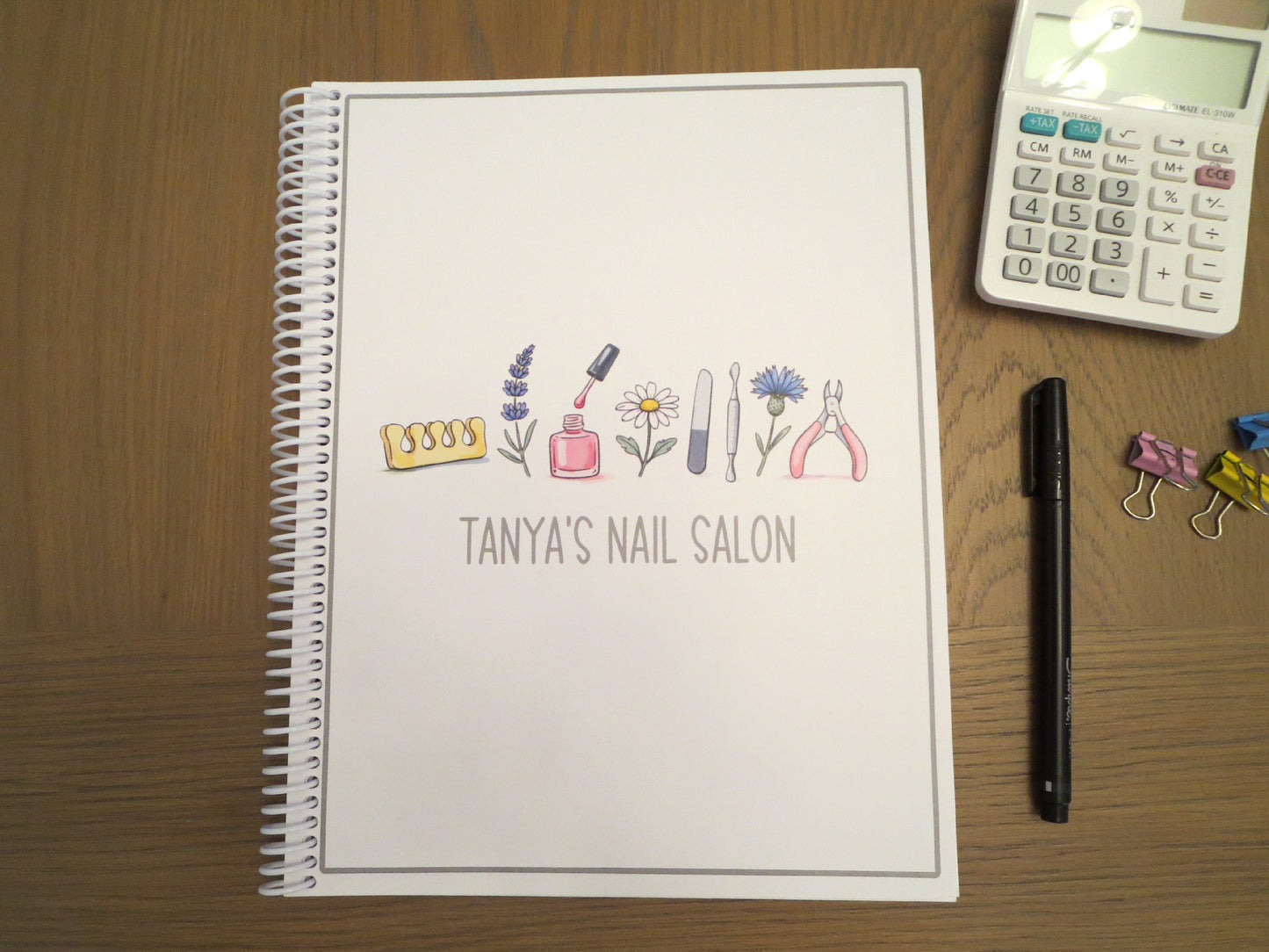 NAIL TOOLS & FLOWERS DESIGN - Standard 12 Month Appointment Book - Start Any Month - 3 Sizes with Optional Income & Expenses Tracking