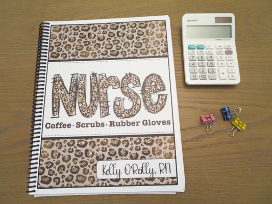 NURSE - MEDICAL WITH LEOPARD PRINT DESIGN - Standard 12 Month Appointment Book - Start Any Month - 3 Sizes with Optional Income & Expenses Tracking