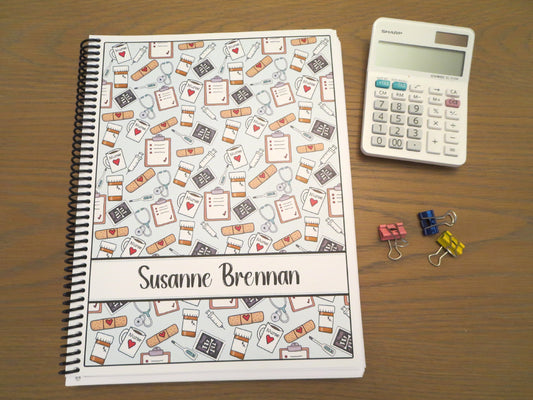 NURSE - MEDICAL TOOLS DESIGN - Standard 12 Month Appointment Book - Start Any Month - 3 Sizes with Optional Income & Expenses Tracking
