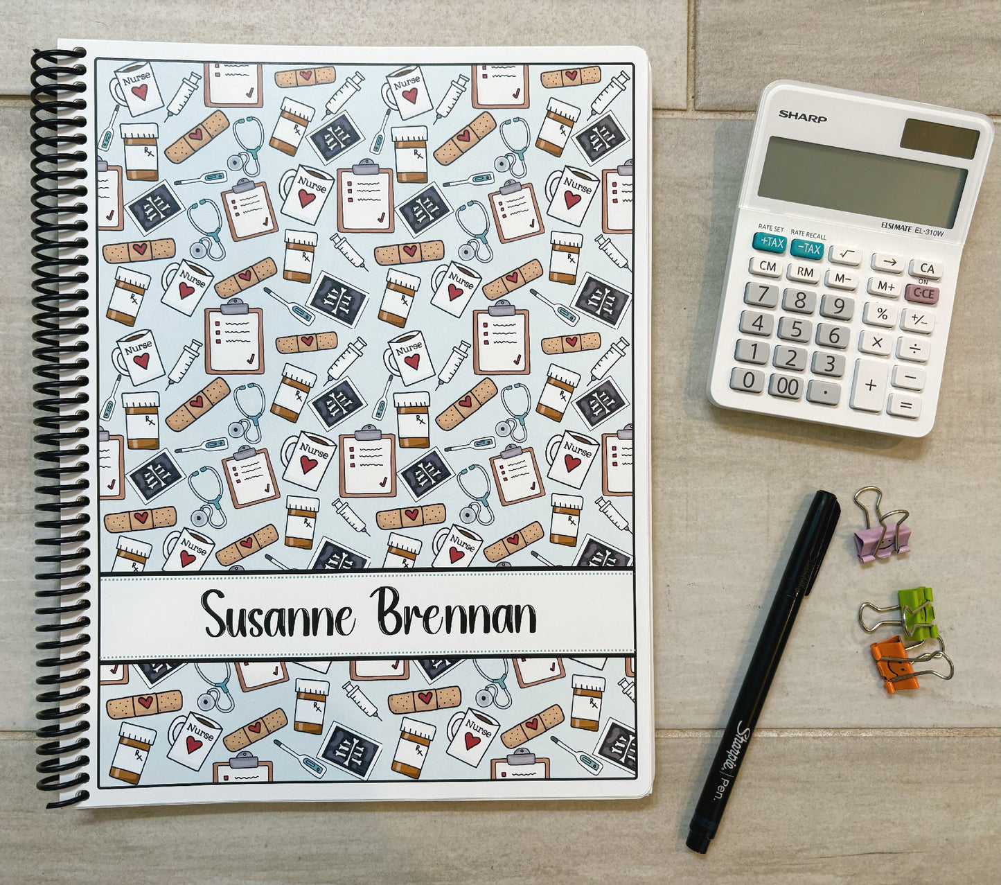 NURSE - MEDICAL TOOLS DESIGN - Standard 12 Month Appointment Book - Start Any Month - 3 Sizes with Optional Income & Expenses Tracking