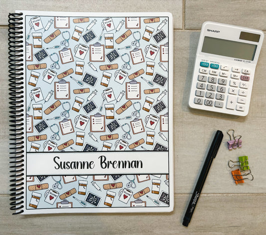 NURSE - MEDICAL TOOLS DESIGN - Standard 12 Month Appointment Book - Start Any Month - 3 Sizes with Optional Income & Expenses Tracking