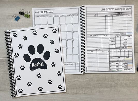 PAW PRINTS DESIGN - 12 Month Dated Appointment Book With Business Organizer/Planner + UPGRADE OPTIONS