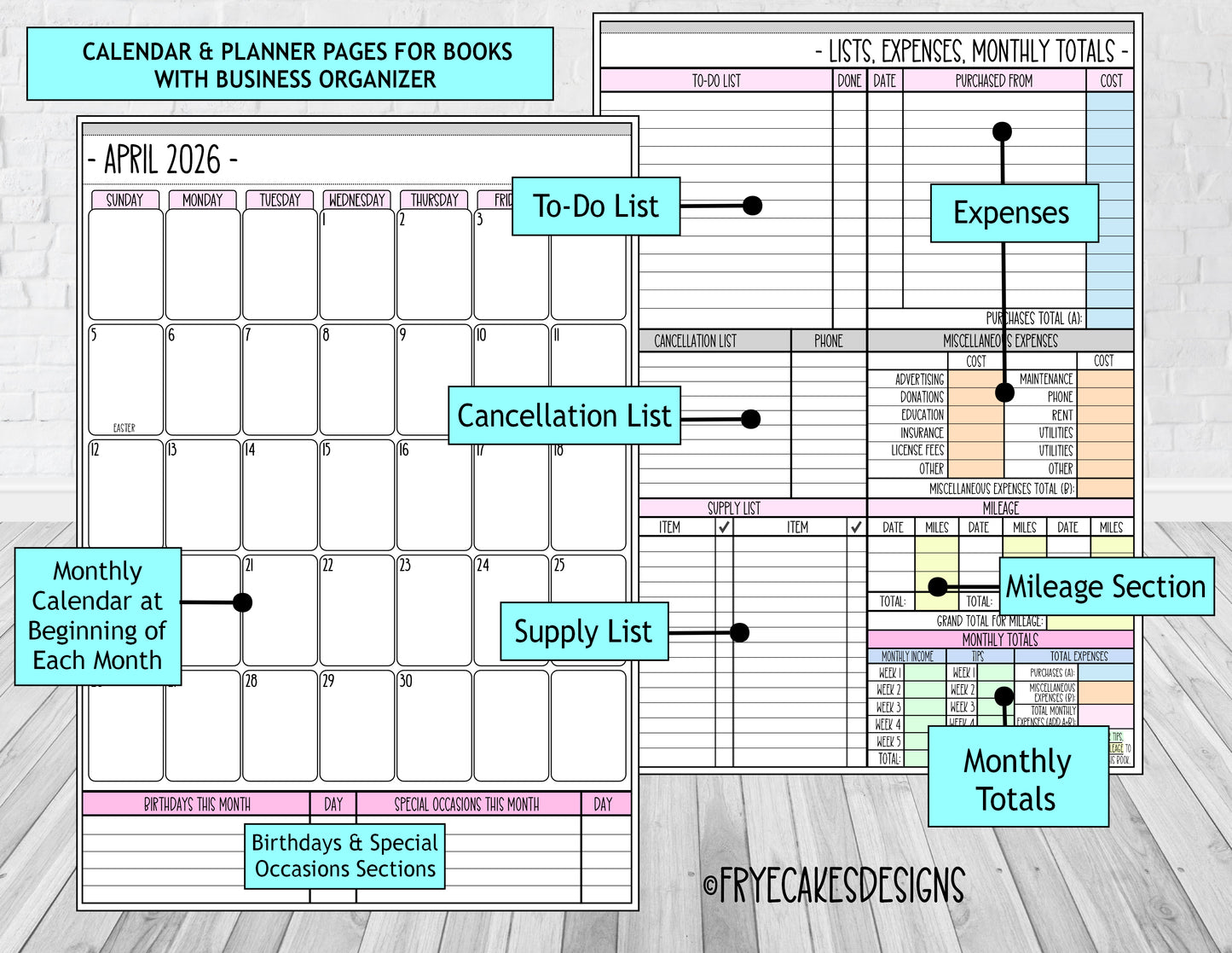 WATERCOLOR POLKA DOTS DESIGN - 12 Month Dated Appointment Book With Business Organizer/Planner + UPGRADE OPTIONS