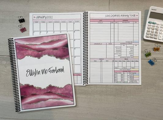 PINK MARBLE DESIGN - 12 Month Dated Appointment Book With Business Organizer/Planner + UPGRADE OPTIONS