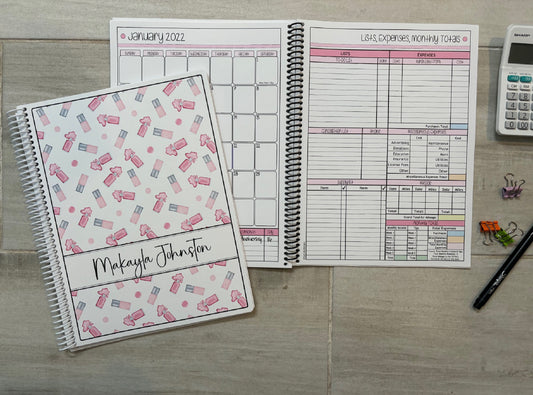 PINK POLISH BOTTLES DESIGN - 12 Month Dated Appointment Book With Business Organizer/Planner + UPGRADE OPTIONS